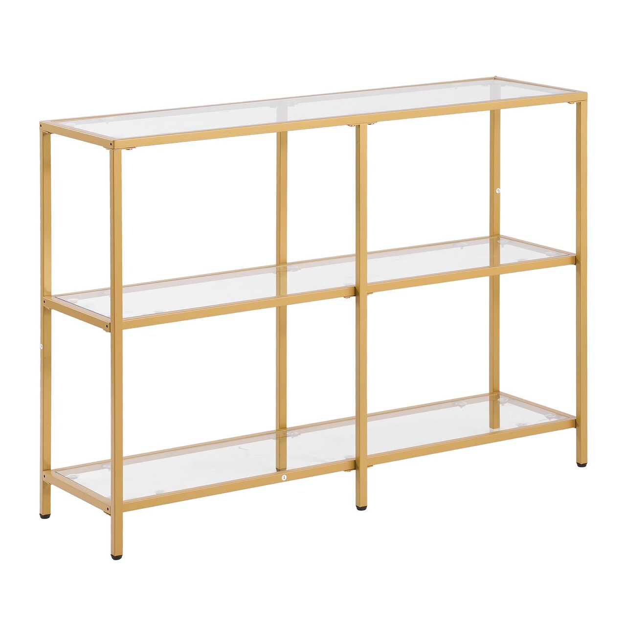 3-Tier Glass Console Table Modern Sofa Side Table with Iron Legs for Living Room Hallway